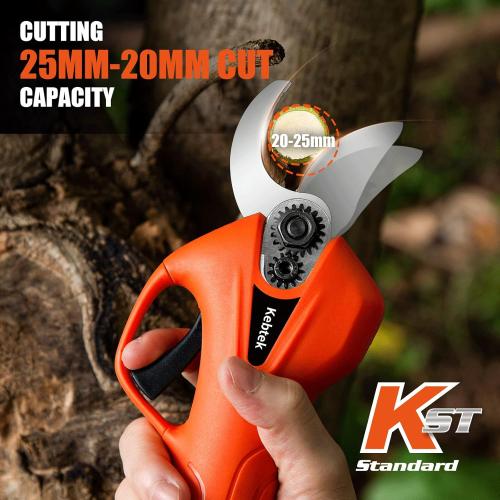 Pruning Shear Battery Powered, Kebtek Cordless Portable Electric Pruner with 2Pack 2Ah Rechargable Batteries -16.8V 25MM(0.98Inch) Cutting Diameter