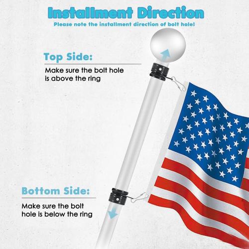 Flag Pole Rings, Aluminum Alloy Flag Pole Clips Swivels 360° Rotating Anti Wrap Mounting Ring with Carabiner, Flag Pole Kit Parts (Φ:1 Inch -Pack of 4(Black))