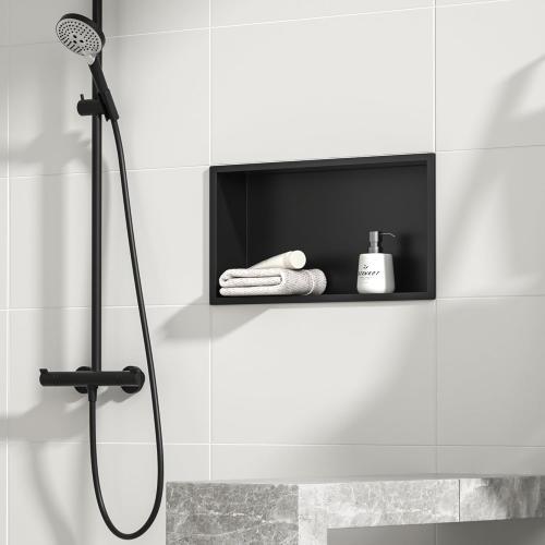Stainless Steel Shower Niche 24 X 12 Matte Black No Tile Needed Niche Shower for Bathroom Storage Recessed Wall Niches Bathroom Shelf Over Mount Installation