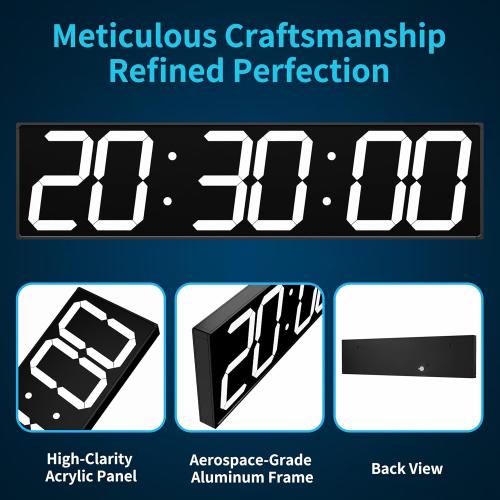 Large Digital Wall Clock 28 with GPS Auto-Sync, Remote Control & Timer, Wall-Mounted for Classroom, Office, Gym, Conference Room