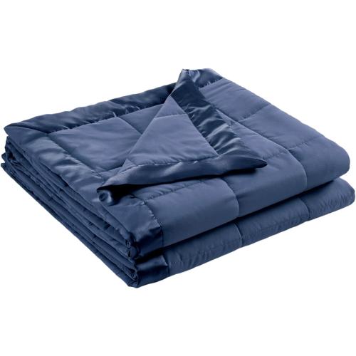 Full/Queen Madison Park Windom Down Alternative Blanket, Premium 3M Scotchgard Moisture Wicking Treatment, Lightweight and Soft Bed Cover For All Season, Satin Trim, Navy