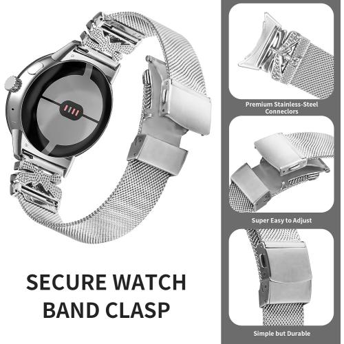 Compatible with Google Pixel Watch 4 45mm Metal Band, Adjustable Replacement Stainless Steel Mesh Loop Strap for Pixel Smartwatch Accessories