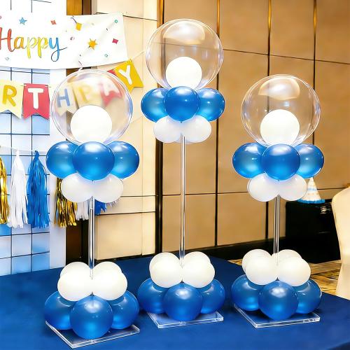12 Pack Clear Acrylic Balloon Stand Kit, 15.75 Inch Reusable Balloon Sticks Holder With Base Perfect for Tabletop Centerpiece Party Event Decorations (15.75 12 Pack)