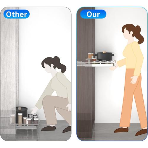 2Pack Expandable Pull Out Cabinet Organizer, 23~39.8W x 22.5D Heavy Duty Slide Out Shelves Adjustable Height Cabinet Pull Out Shelves,Expandable Width Spice Rack Organizer for Kitchen Cabinet