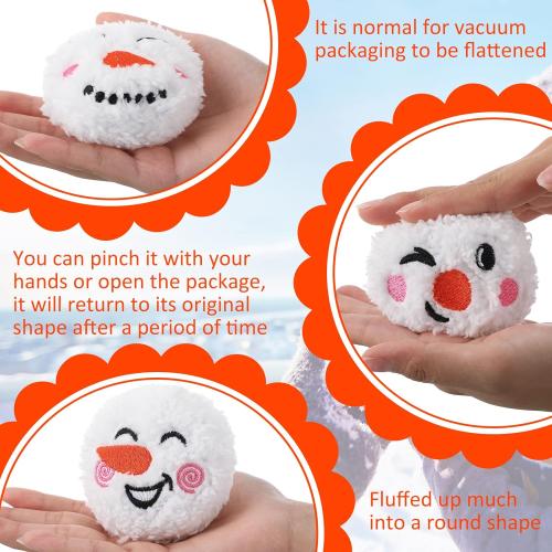 Yunsailing 24 Pcs Soft Snowball Fight Set Indoor 3 Inch Plush Snowballs with Faces Fun Snowmen Balls Winter Fake Snowball Fight for Adults Winter Outdoor Game Party Decorations(Cute)