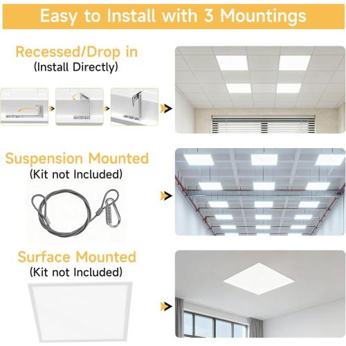 2 Pack 2x4 LED Flat Panel Light Drop Ceiling Office Fixture,9576LM, 30W/40W/50W/60W/72W Selectable,3000K/3500K/4000K/5000K/6500K 5CCT,Dimmable (0-10V) for Shop,Commercial Warehouse,ETL Listed