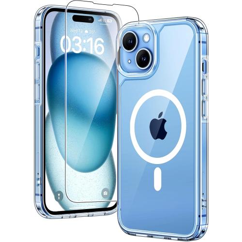 TAURI for iPhone 15 Plus Case Clear, Compatible with Magsafe, with Screen Protector, Military Grade Drop Protection Shockproof Case for iPhone 15 Plus 6.7 Inch | 3 in 1, Not Yellowing, 6.7 Inch