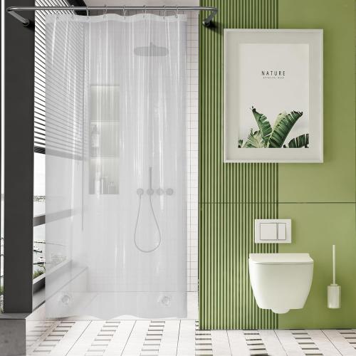 AmazerBath 48x72 Shower Curtain Stall, Small Shower Curtain for Shower Stall, Clear Bathroom Curtain Plastic, Thick PEVA Bathroom Accessories with 2 Clear Weighted Stones and 8 Grommet Holes