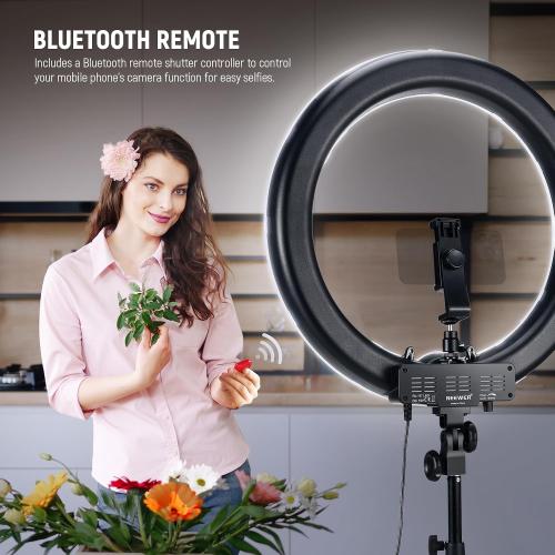 NEEWER 55W 18/45cm Ring Light Kit [New Version], 5600K Dimmable LED Ringlight Tripod Stand Phone Holder for iPhone Selfie Makeup Lash Tattoo Studio Photo Video Recording Photography Lighting, RL-18