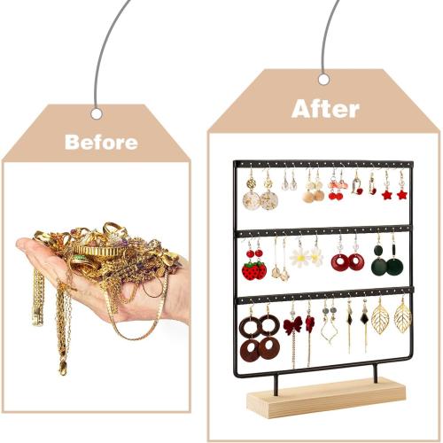 Earring Organizer Stand, Earring Holder Display Stand for Vendors(3 Tiers & 66 Holes)