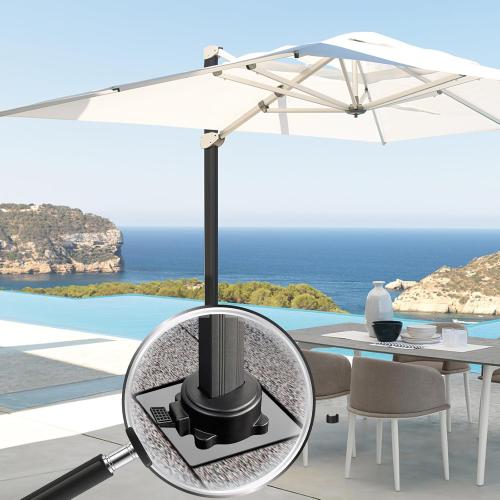 SLIIMU 18lbs In-ground Umbrella Base with Umbrella Stand Tube, Universal Umbrella Ground Anchor, Patio Umbrella Base In Ground for Offset Cantilever Umbrella, Hanging Parasol Stand Holder, Silver