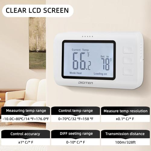 Remote Control Thermostat, pre-Wire Temp Controller with Heating/Cooling Mode, ℃ /℉ Switch, Temperature-Controlled Plug for Space heaters, Window AC, Fans, 110V