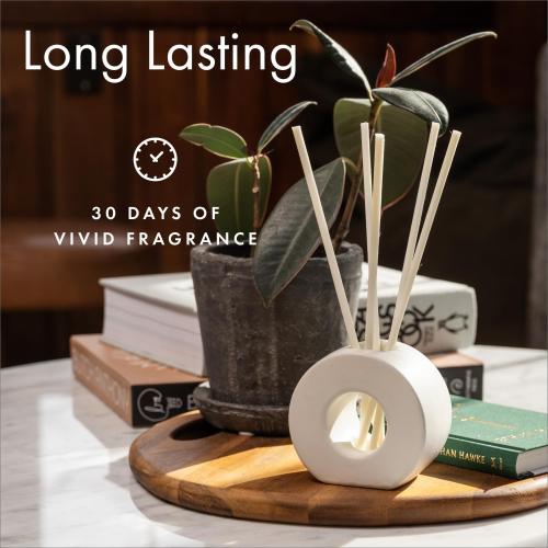 ScentAir Infused Liquidless Reeds | Includes Flameless Reeds and 1 Decorative Vase, White | Essential Oil Aroma Diffuser Sticks | Fresh Spa Scents | Gifting Fragrance | Fresh Linen
