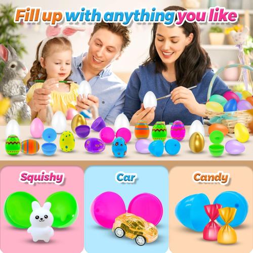 RALLYPANDA 500Pcs Empty Plastic Easter Eggs Bulk, Include 20 Golden Eggs, Fillable Easter Eggs for Easter Hunt, Basket Stuffers Fillers,Theme Party Favor Decoration, Easter Classroom Prize Supplies