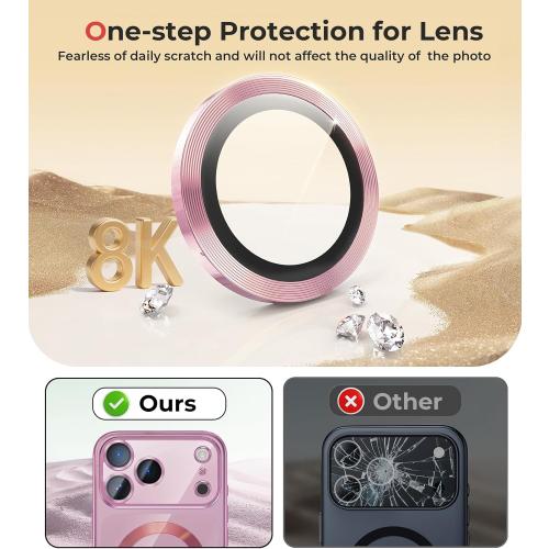 for iPhone 17 Pro Max Case with 1x Screen Protector, [Compatible with MagSafe] [Integrated Camera Protection], Non Yellowing Slim Cute Women Girly Magnetic Cover for iPhone 17 Pro Max, Pink