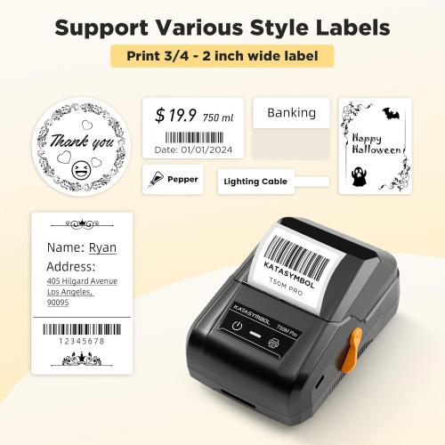 SUPVAN T50M Pro Bluetooth Label Maker Machine with Tape, Wide Waterproof Label, Versatile App with 30  Fonts and 660  Icons, Inkless Labeler for Home, Kitchen, School, Office Organization, Black