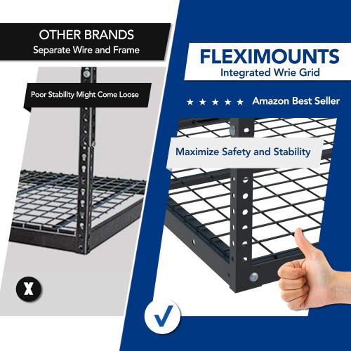 FLEXIMOUNTS 3x6 Overhead Garage Storage Adjustable Ceiling Rack 72 Length x 36 Width x 40 Height, 450lbs Weight Capacity, Black, Classic Series