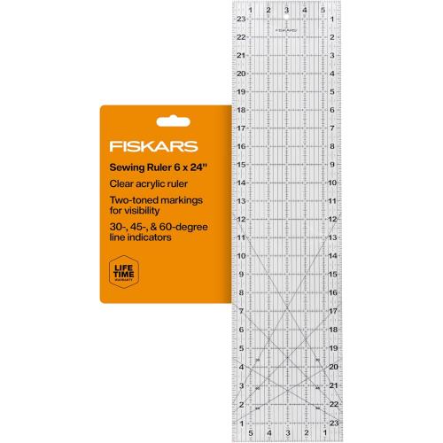 Fiskars Sewing Ruler (6x 24) - Sewing and Quilting Ruler with Gridlines - Arts and Craft Supplies - Clear/Black