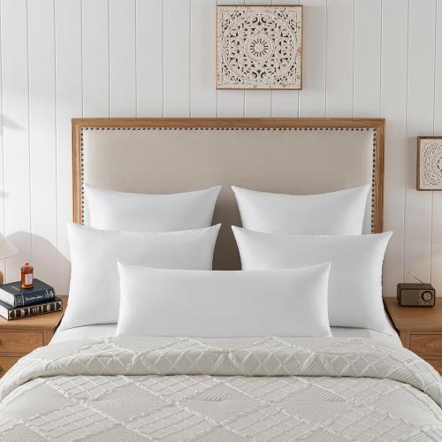 26in x 26in Pillow Inserts-Down Feather Pillow Inserts-Square-Cotton Fabric-Set of 2-White.