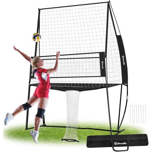 Volleyball Training Equipment, Volleyball Practice Net Station Update Freely Adjustable Height of Front Net, Easy Assembly Volleyball Net for Backyard Hitting Serving Passing Practice