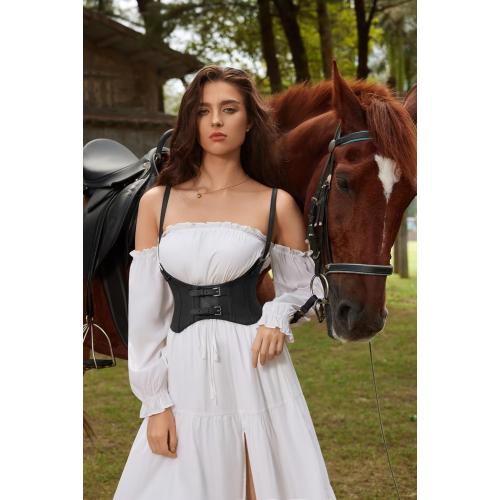 KANCY KOLE Women Fashion Faux Leather Waist Belt Steampunk Underbust Corset