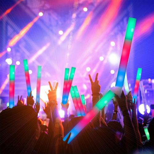 100 Pack LED Glow Sticks for Wedding, Bulk Foam Glow Sticks with 3 Modes Colorful Flashing, Glow Stick Bulk Party Pack for Wedding, Raves, Concert,Camping, Sporting Events, Pool Party