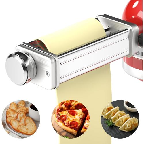 Pasta Roller, Pasta Maker Attachment Compatible with KitchenAid Stand Mixer, 8 Thickness Adjustable Pasta Roller, Stainless Steel Pasta Maker Replacement, Medium, Silver. (Used)