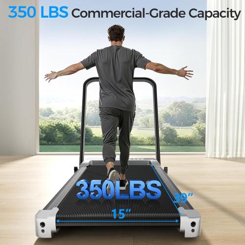 Walking Pad Treadmill with Handle Bar for Home Office,3.0HP Low Noise Portable Folding Under Desk Treadmill with Remote Control,Jogging Running Machine,350 Lbs Capacity,LED Display