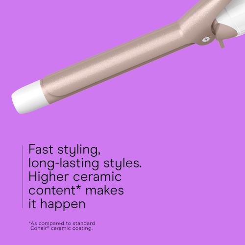 Conair Double Ceramic 3/4-Inch Curling Iron, ¾-Inch Barrel Creates Tight Curls, Hair Curler for Use on Short, Medium, and Long Hair, White