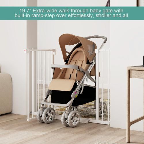 Miumoon 29.7-46 Baby Gate for Stairs with Banister Adapter Y-Spindle Rods, 30.5 Tall, Easy-Install Pressure Mounted Baby Gate for Doorways, Auto-Close Dog Gate Indoor for Child and Pets