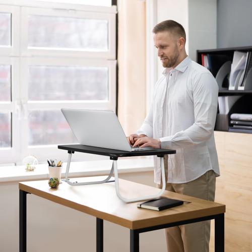 Lap Desks Laptop Tray for Bed or Couch, Breakfast Serving Tray with Folding Legs,Portable & Lightweight Mini Table, Laptop Stand for Working, Reading and Writing,Black