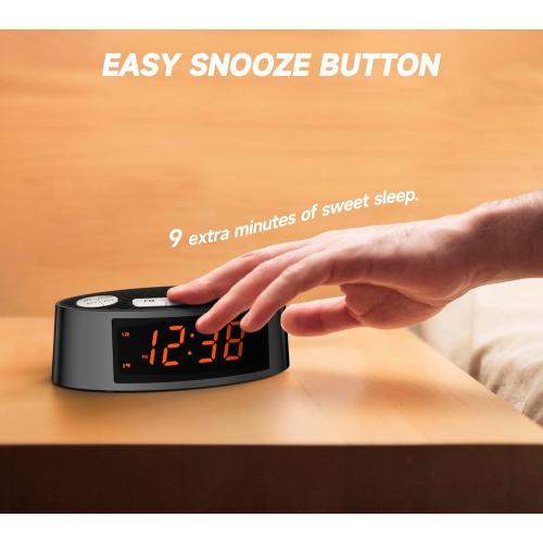 iTOMA AM/FM Alarm Clock Radio with Dual Alarm, Sleep Timer & Snooze Functions, Orange LED Display, 4-Level Dimming Option CKS3301U