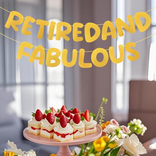 RETIREDAND FABULOUS 1 Pack Happy Retirement Banner, Retirement Decorations Congratulations Banner, Going Away Party Decorations, Congratulations, Goodbye Party Decorations