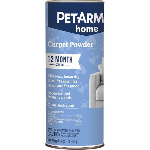 PETARMOR Home Carpet Powder for Fleas and Ticks, Protect Your Home From Fleas and Deodorizes Carpets, 16 Ounce
