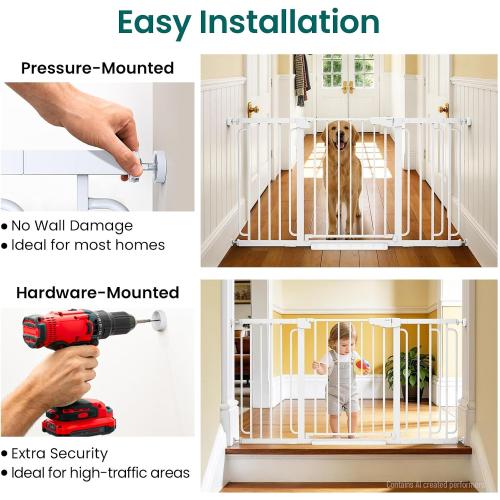 Cumbor 30.4-56.8 Extra Wide Baby Gate, Auto Close Dual Lock Dog Gate White