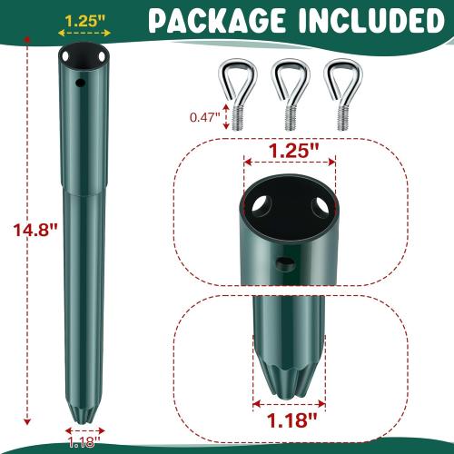 14.8 Christmas Tree Height Extender with 3 Fixing Screws, Fits 0.5-1.25 Inch Tree Poles, Make Christmas Tree Taller for 4.5 Ft to 7.5Ft Artificial Trees, Seasonal Indoor Decor (Green)