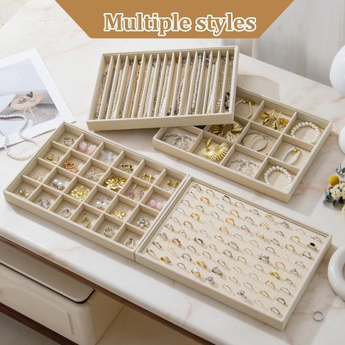 Large Velvet Jewelry Tray Display Drawer Inserts 2 Pack