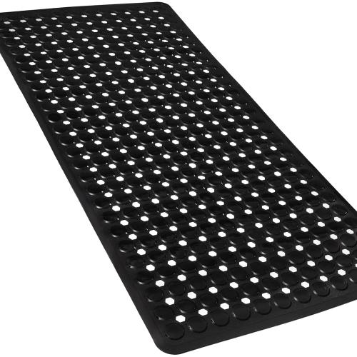 Bath Mat for Tub & Shower, Non Slip Soft Bathmat with Suction Cups & Drain Holes, Machine Washable Bathtub Floor Liner Mats for Bathroom, 35x16 Inch, Black