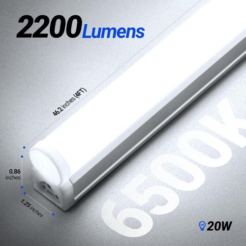 Barrina  LED T5 Integrated Single Fixture, 4FT, 2200lm, 6500K Super Bright White, 20W Utility LED Shop Light, Ceiling and Under Cabinet Light, Corded Electric with ON/Off Switch, ETL Listed