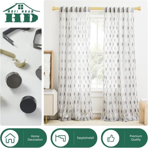 HEI! DEAR 2 Pack Gold Curtain Rods 18 to 60 Inch(1.5-5ft), 1 Inch Heavy Duty, Modern Decorative, Telescoping Window Curtains Rods, Brass Gold