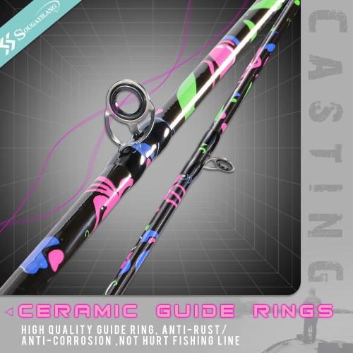 Sougayilang Fishing Rod, 2-Piece Graphite Composite Blank/Fiber Glass Spinning & Casting Rod with EVA Grip, Smooth Transition Fishing Pole