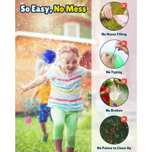 Reusable Water Balloons - 90 PCS Refillable Water Balls for Kids Outdoor Toys Games, Summer Pool Toys Water Play Splash Balls for Backyard Lawn Beach Fun Games for Boys Girls