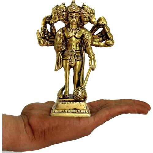 Aakrati Brass Panchmukhi Hanuman Anjaneya Pavan Putra Bajrangbali Idol Murti Moorti Statue
