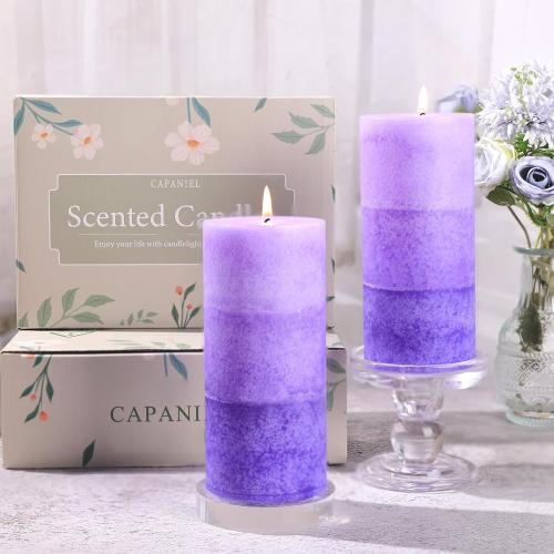 Lilac Scented Pillar Candles,2.8x6 Inch,70 Hour,3 Pack