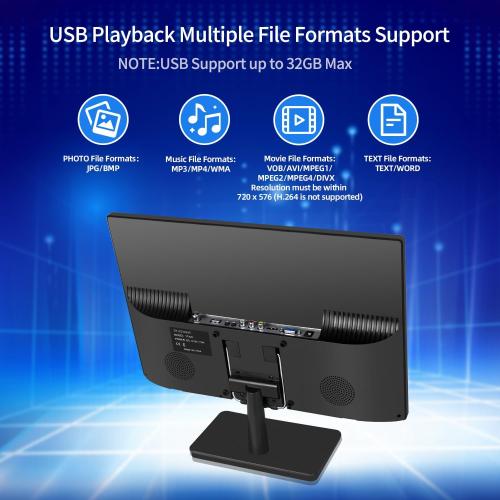 Jexiop 17inch TV,Small Flat Screen TV with ATSC Digital Tuner-HDMI &USB Port in-Dual Power-12 Volt Charger Cable and AC Power Suitable-for Caravan,Kitchen,Bedroom