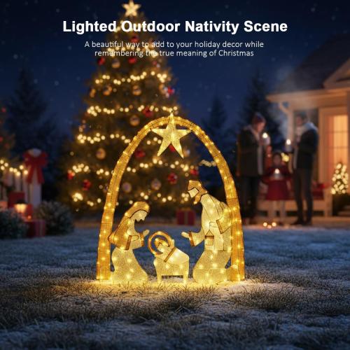 Lighted Outdoor Nativity Scene- Christmas Holy Family Yard Decoration, Large Christmas Holy Family Set for Yard Lawn Garden Outside Decor and Home Holiday Party