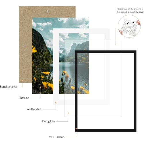 Picrit 20x27 Picture Frame 3 Pack, Black Puzzle Frame, Display Poster 16 x 24 with Mat or 20 x 27 without Mat for Horizontal or Vertical Wall Mounting