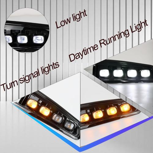 BINQIGOO LED Front Bumper Fog Light Daytime Running Lamp White/Amber Dynamic Sequential Flash Turn Signal Light DRL Compatible with Ford Bronco 2021-2023（Not for Sport/Plastic Bumper）