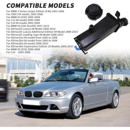 17137787039 Engine Coolant Overflow Recovery Reservoir Tank with Sensor & Cap for BMW X3 2001-2006 X5 2001-2005 323Ci 323i 325Ci 325i 325xi 328Ci 328i 330Ci 330i Replaces 17117573781 603-535 603535