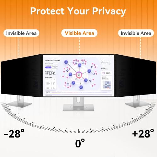 [2 Pack] 24 Inch Computer Privacy Screen for 16:9 Aspect Ratio Widescreen Monitor, Eye Protection Anti Glare Blue Light Computer Monitor Privacy Filter, Removable Anti-Scratch 24in Protector Film